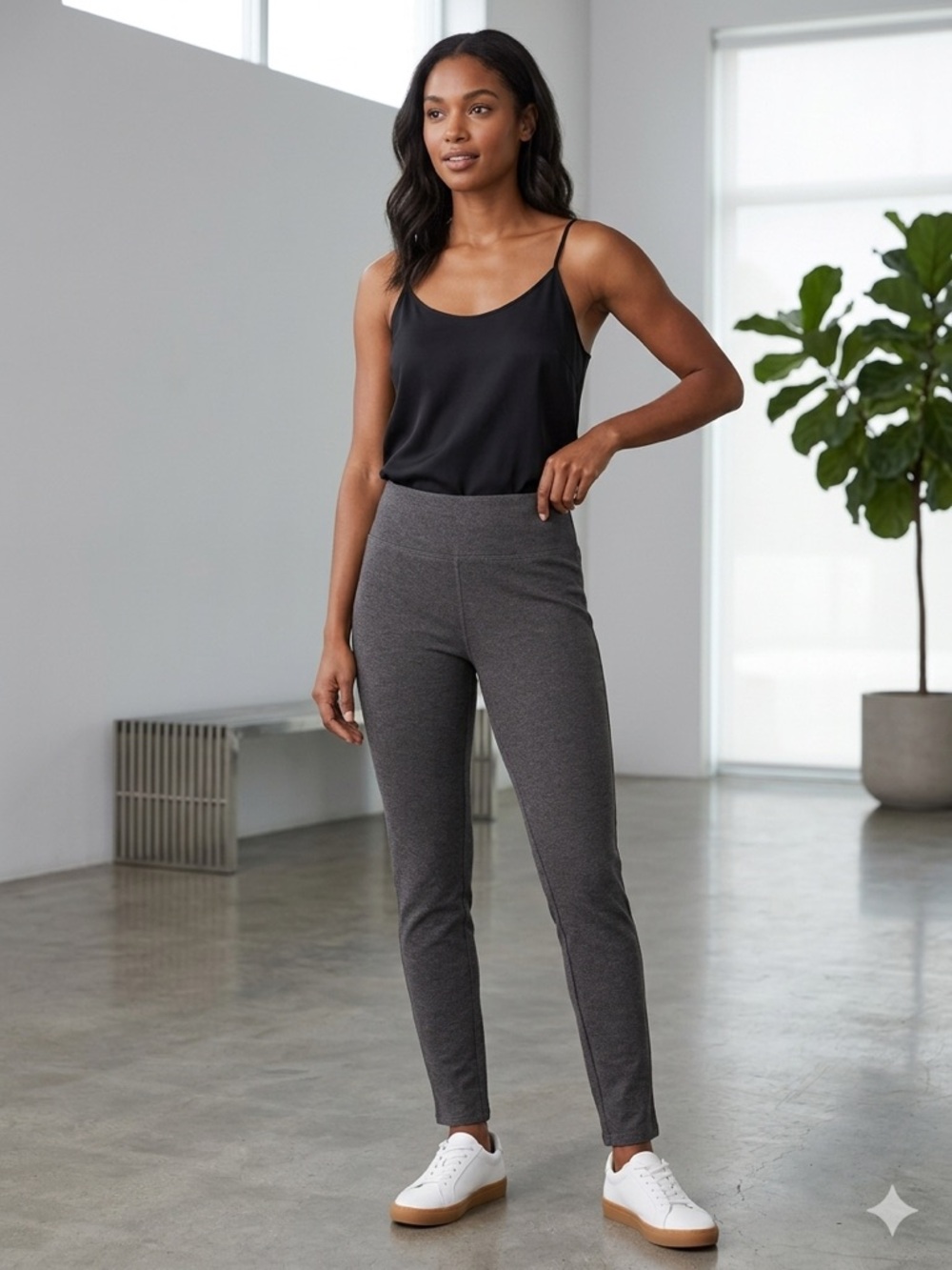 Eddie Bauer  Women’s Pants pullover Flat Front - Stretch gray  Size M